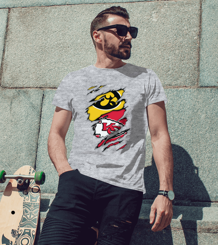 Iowa Hawkeyes Kansas City Chiefs Torn Claw Marks T-Shirt