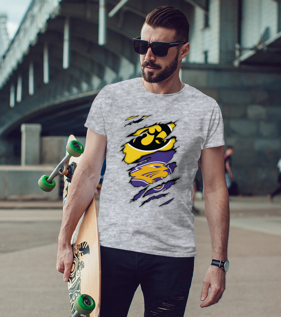 Northern Iowa Panthers Iowa Hawkeyes Dual Logo Fusion T-Shirt