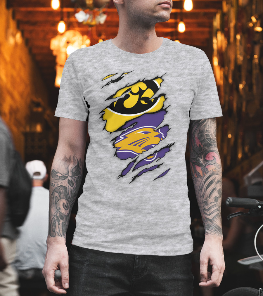 Northern Iowa Panthers Iowa Hawkeyes Dual Logo Fusion T-Shirt