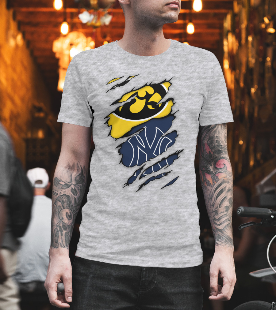 New York Yankees Iowa Hawkeyes Claw Marks T-Shirt