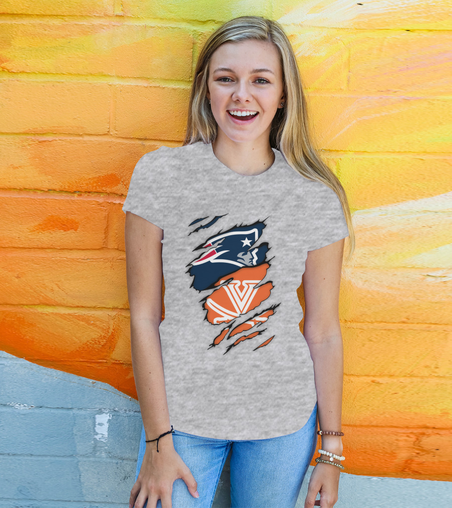 New England Patriots Virginia Cavaliers Dual Logo Fan T-Shirt