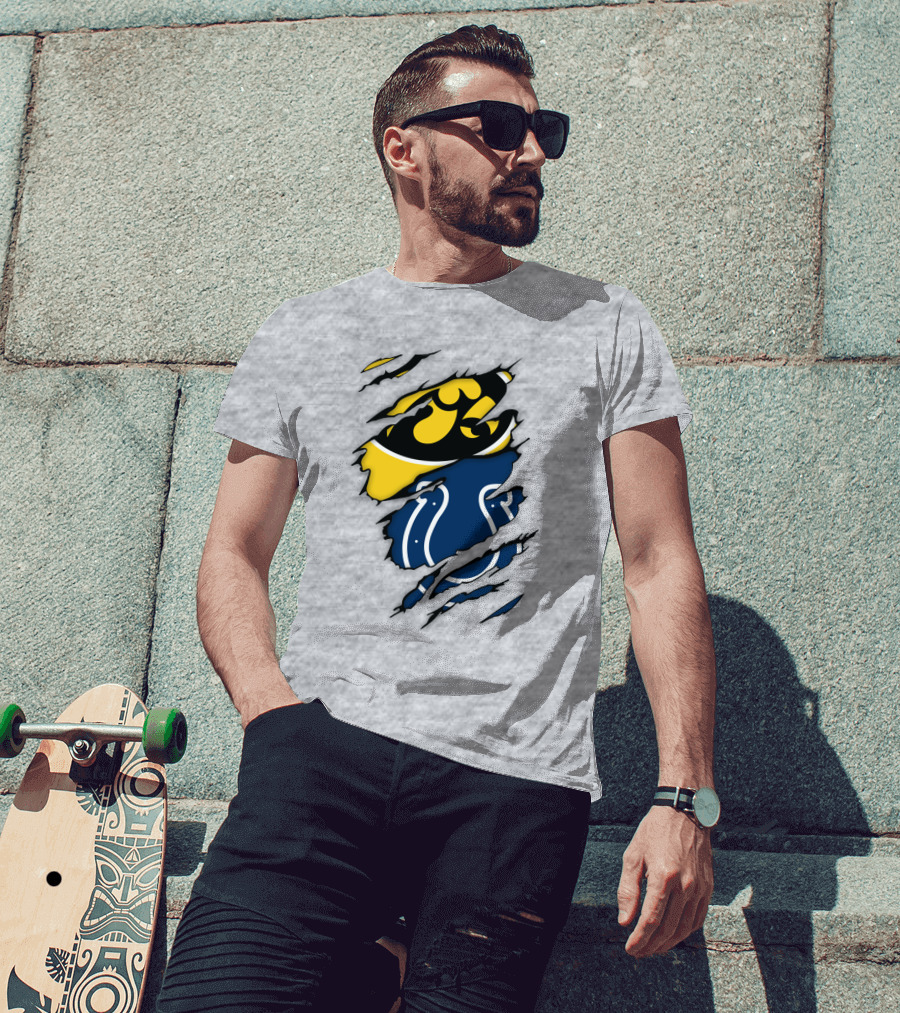 Indianapolis Colts Iowa Hawkeyes Logo Mashup T-Shirt