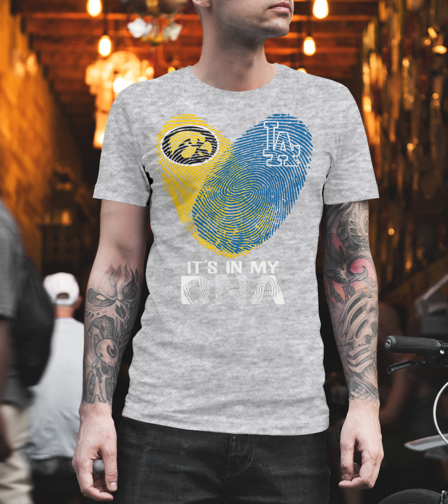 It's in My DNA Los Angeles Dodgers Iowa Hawkeye Fingerprint T-Shirt