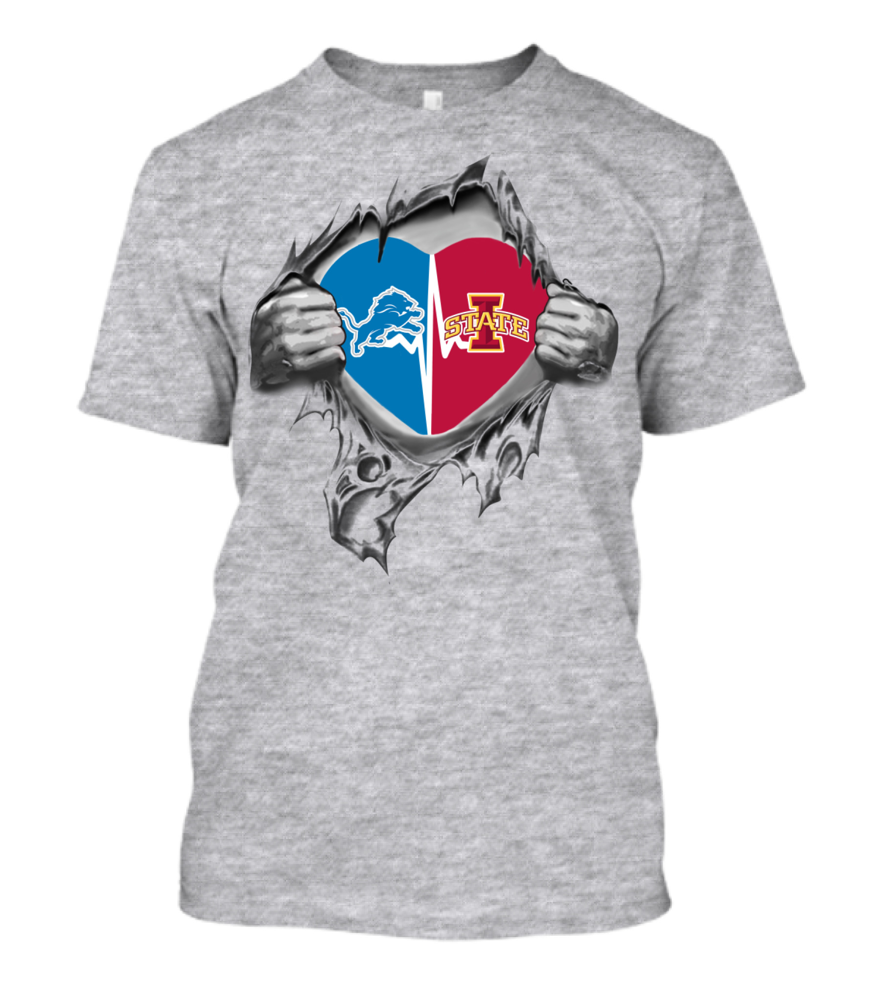 Detroit Lions Iowa State Heart Logo Integration T-Shirt