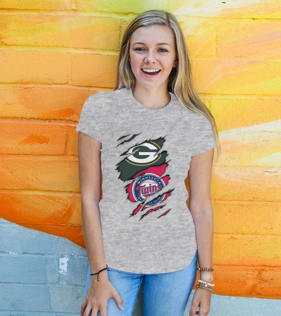 Minnesota Twins Baseball Club Green Bay Packers T-Shirt