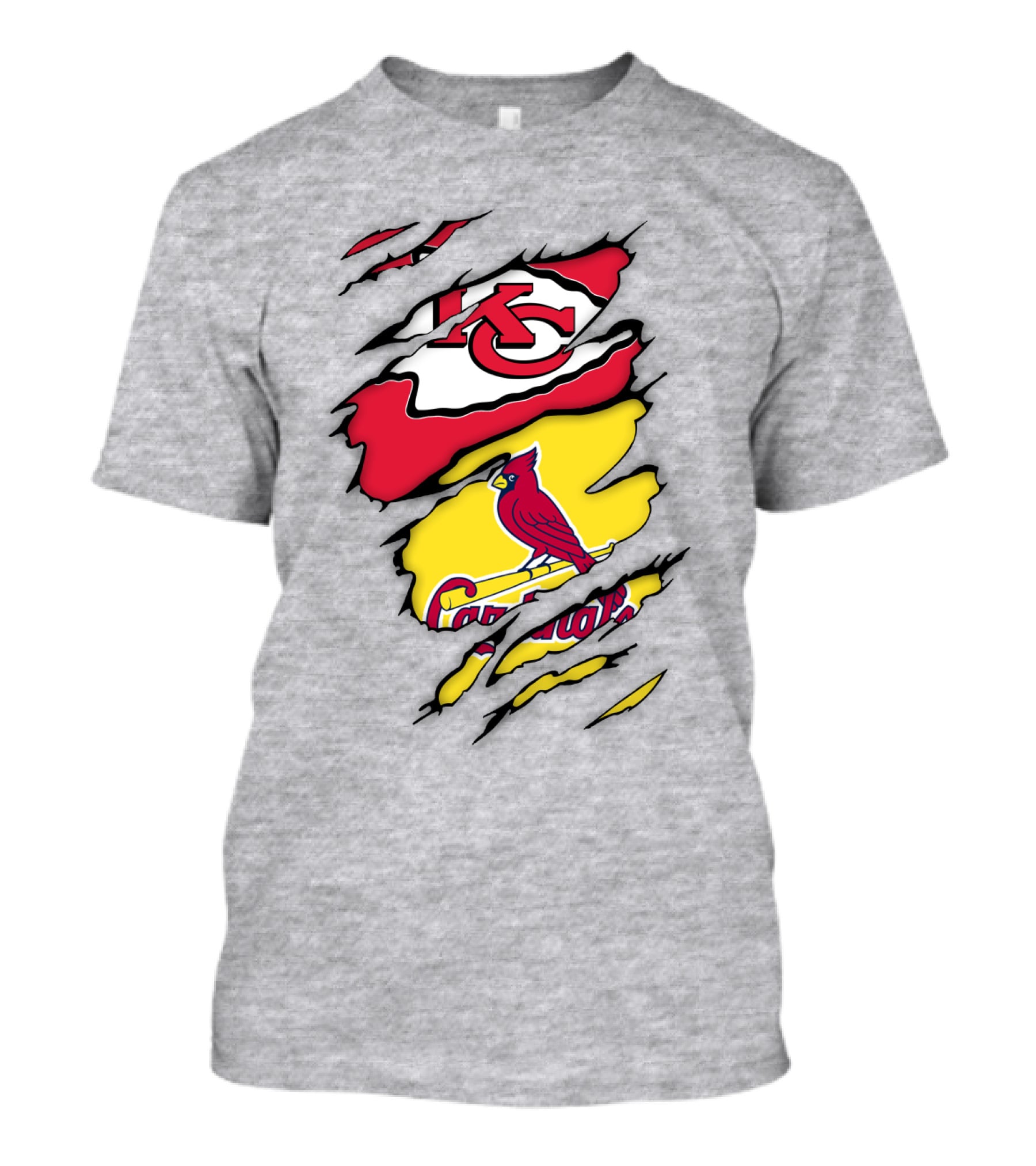 St Louis Cardinals Kansas City Chiefs Logos Ripped T-Shirt