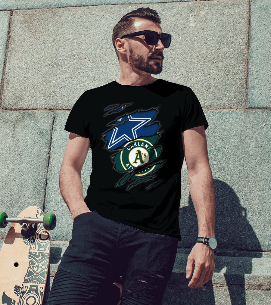 Cowboys Oakland Athletics Dallas Star And A's Logo Fusion T-Shirt