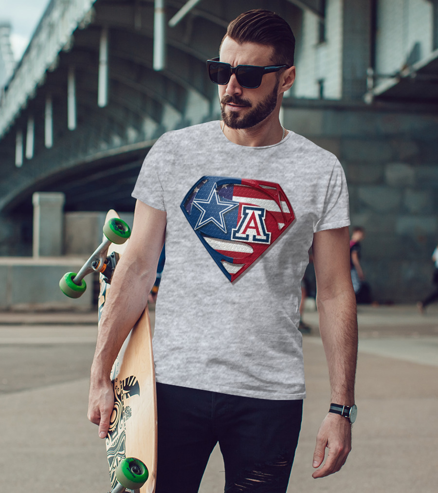 Dallas Cowboys Arizona Wildcats Superman Logo American Flag T-Shirt