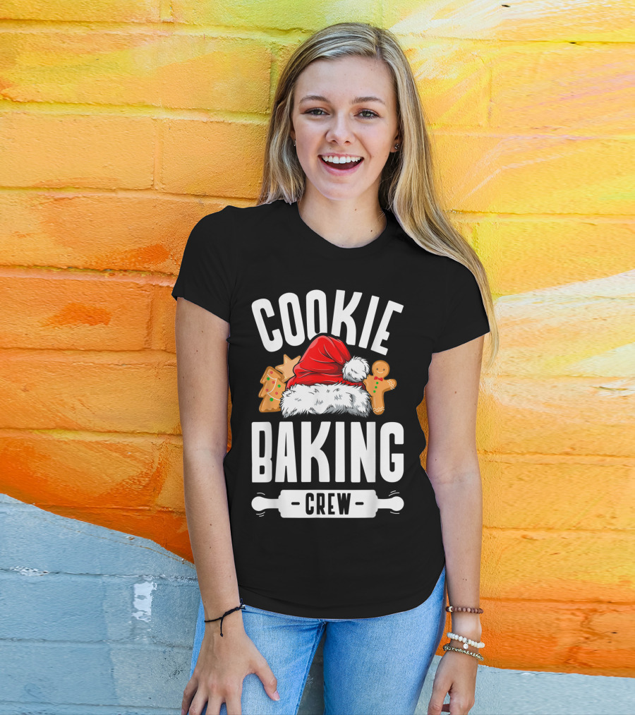 Cookie Baking Crew Christmas Santa Hat Gingerbread Family T-Shirt