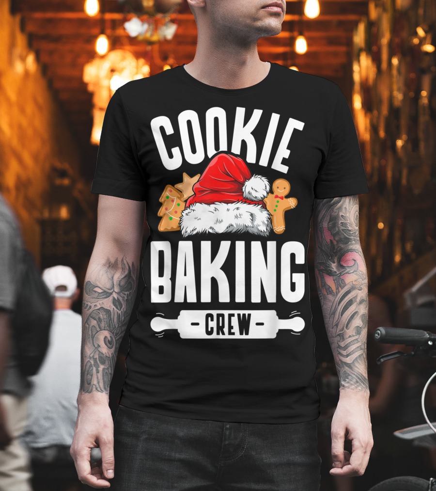 Cookie Baking Crew Christmas Santa Hat Gingerbread Family T-Shirt