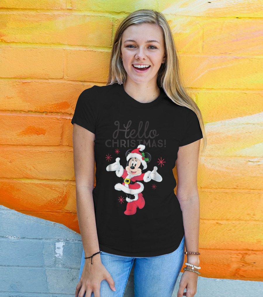 Disney Santa Minnie Mouse Hello Christmas T-Shirt