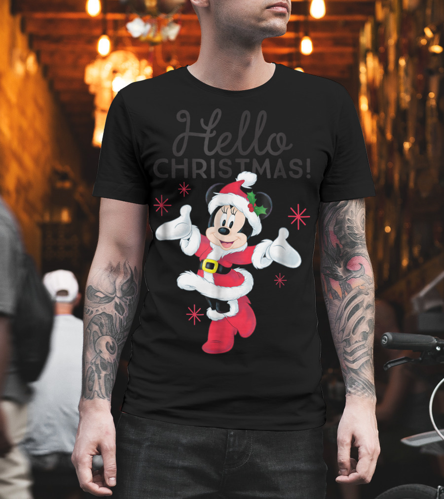 Disney Santa Minnie Mouse Hello Christmas T-Shirt