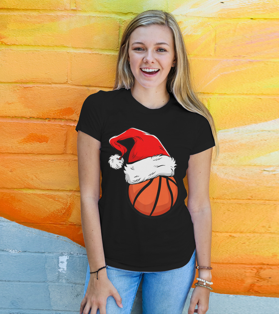 Funny Basketball Coach Player Santa Hat T-Shirt