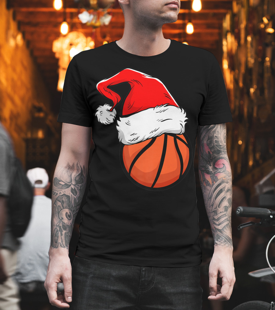 Funny Basketball Coach Player Santa Hat T-Shirt