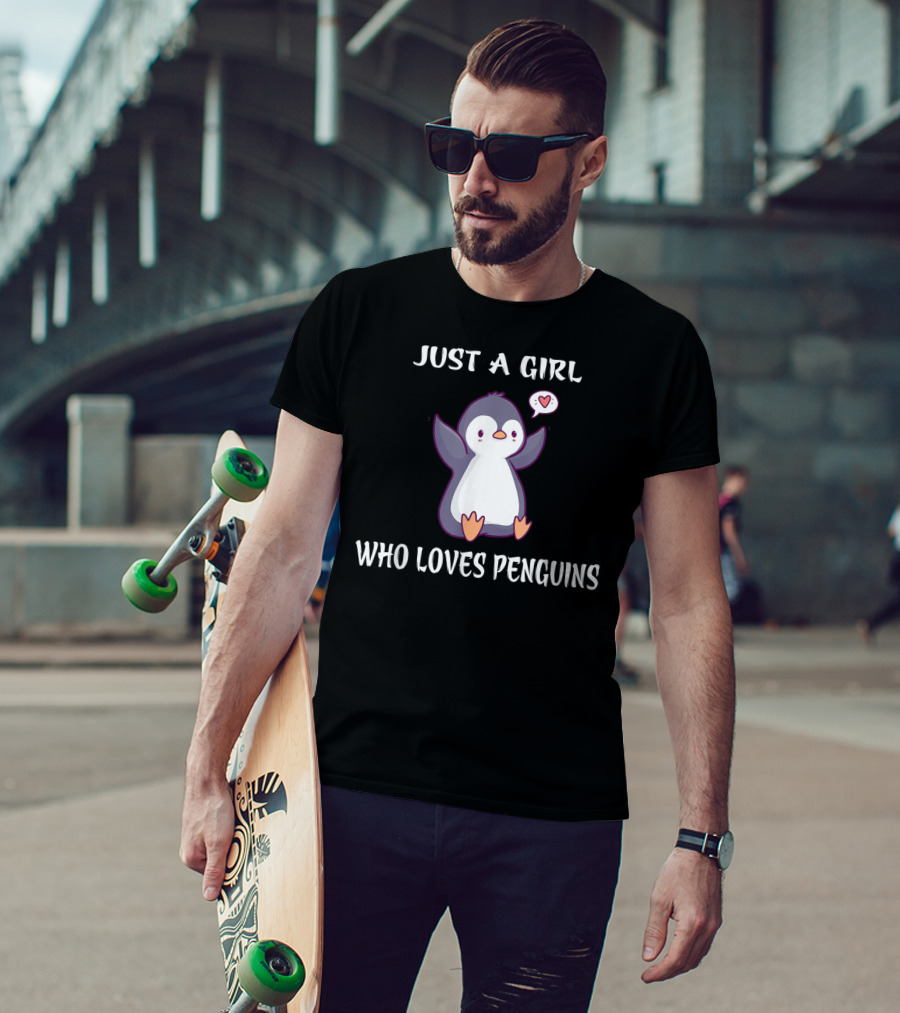Just A Girl Who Loves Penguins With Cute Heart Penguin T-Shirt