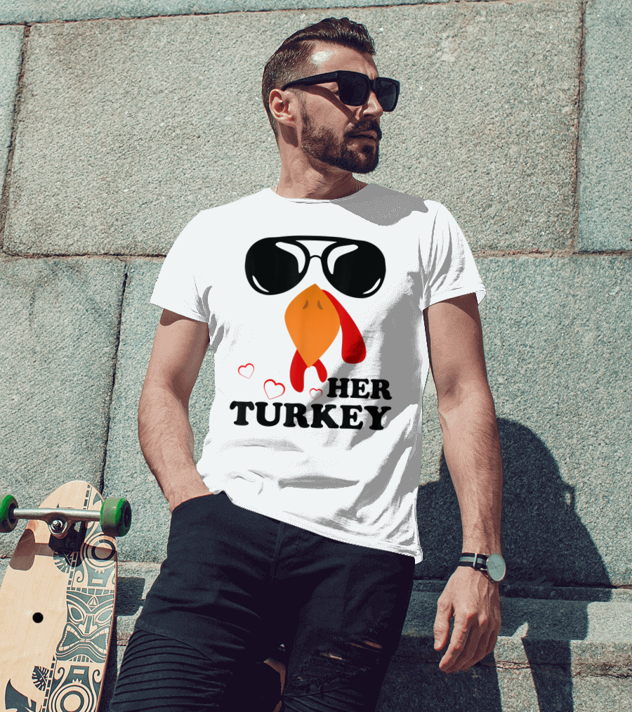 Her Turkey Funny Men's Matching Thanksgiving T-Shirt
