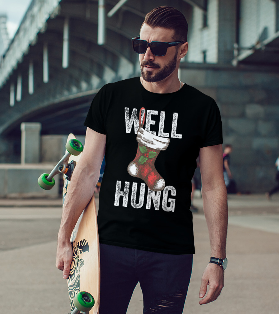 Well Hung Christmas Stocking With Holly T-Shirt