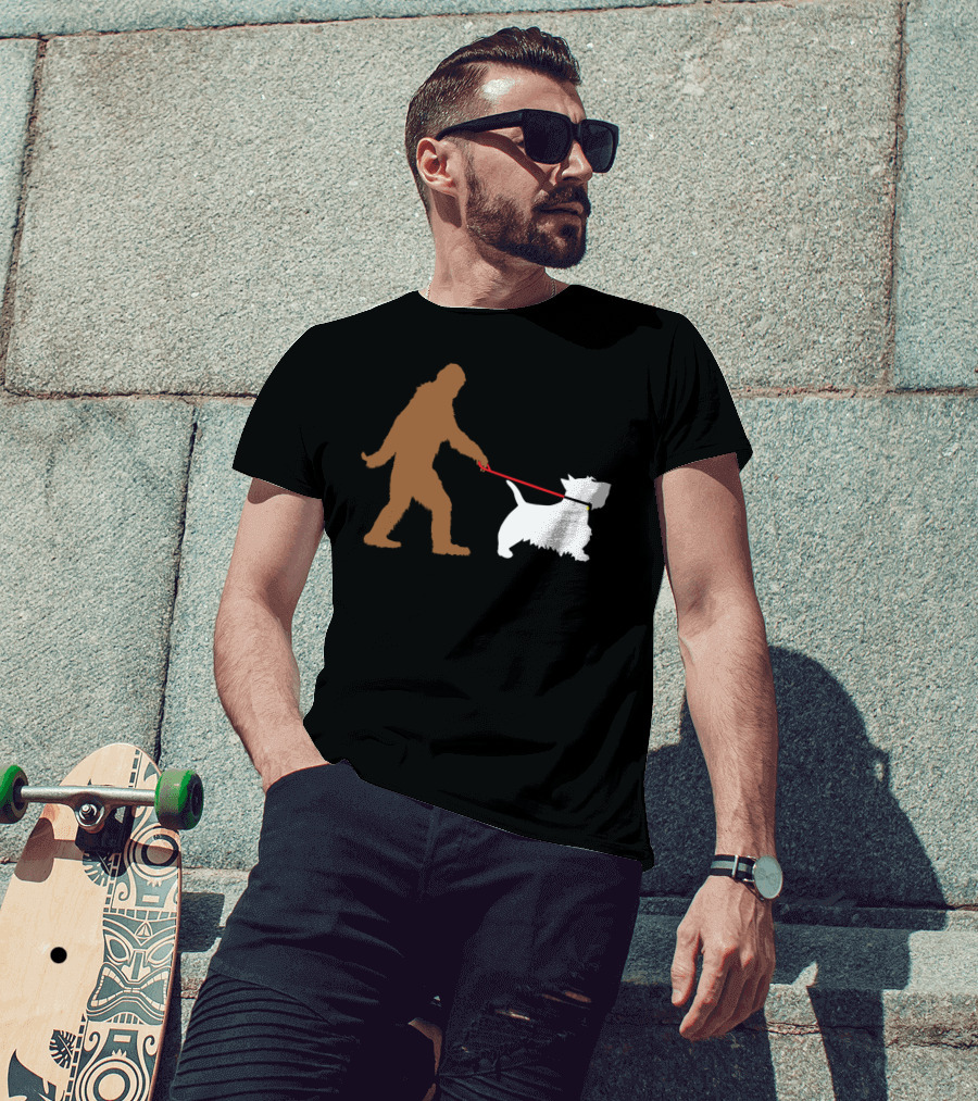 Bigfoot Walking Scottish Terrier Dog Leash Iconic T-Shirt