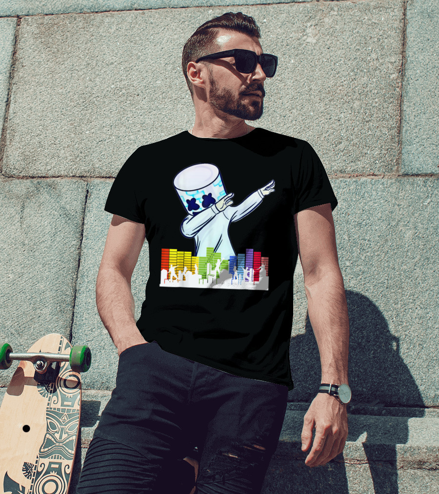 All I Want For Christmas Is Marshmallow Dabbing With Colorful Dance Equalizer T-Shirt