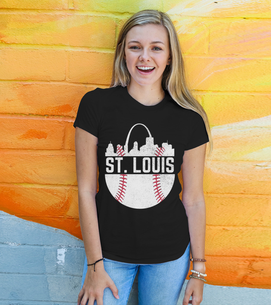 St Louis Baseball Skyline Arch T-Shirt