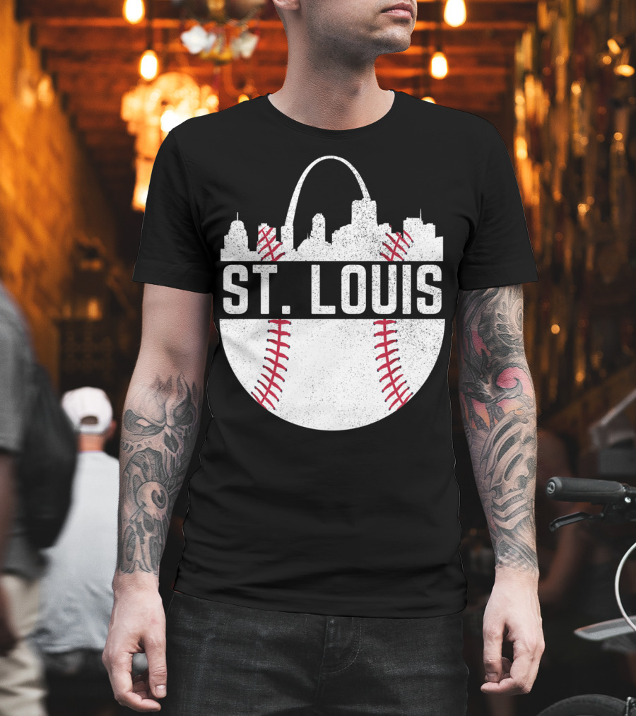 St Louis Baseball Skyline Arch T-Shirt