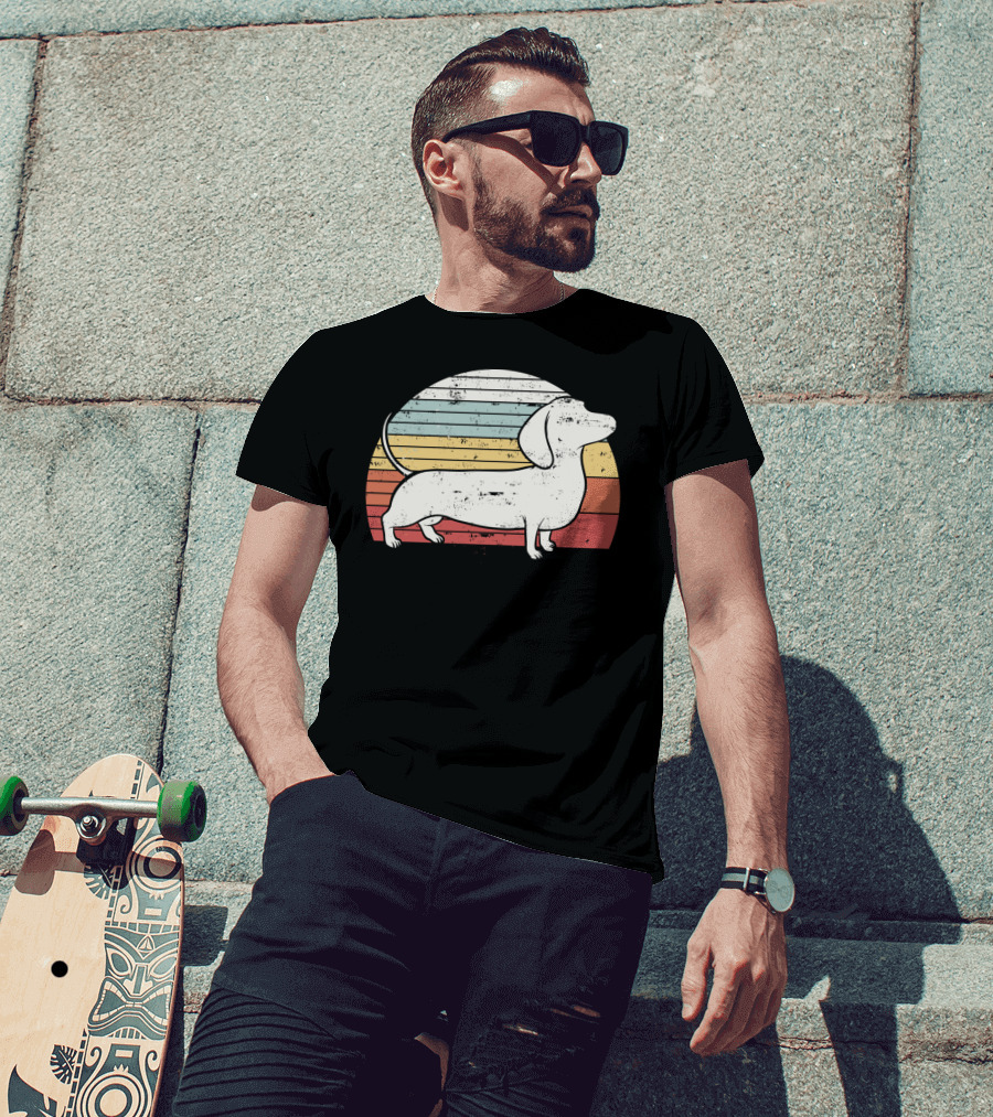 Cool Retro Dachshund Weiner Dog Fans T-Shirt