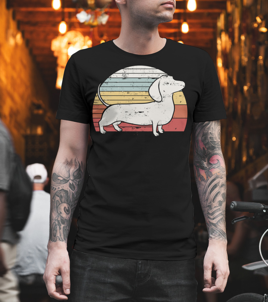 Cool Retro Dachshund Weiner Dog Fans T-Shirt