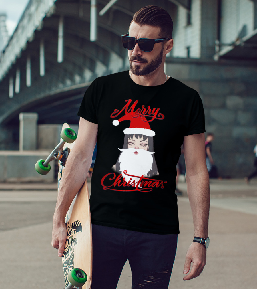 Merry Christmas Uzumaki Kirie Goshima Manga Santa Hat And Beard T-Shirt