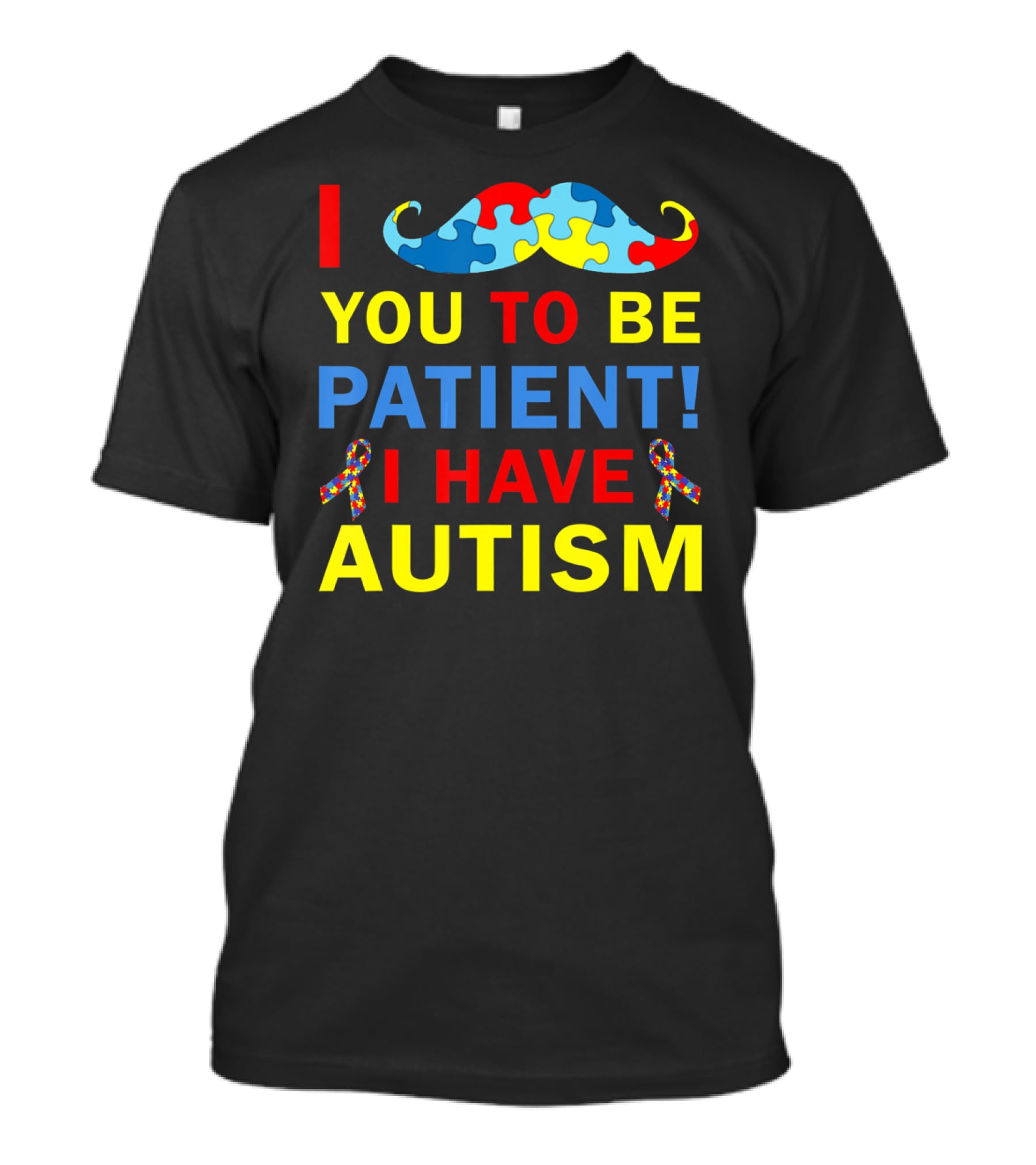 I Mustache You To Be Patient I Have Autism Puzzle T-Shirt