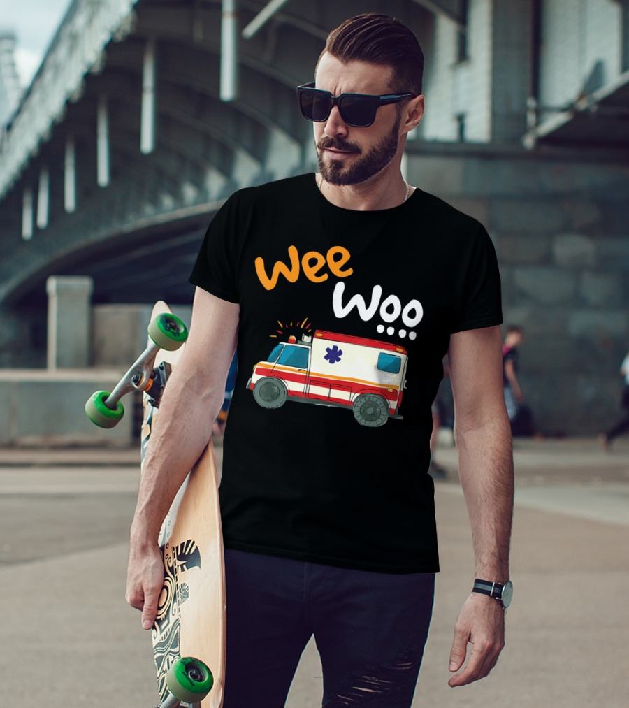 Wee Woo EMT Paramedic Ambulance Cartoon Emergency Vehicle T-Shirt