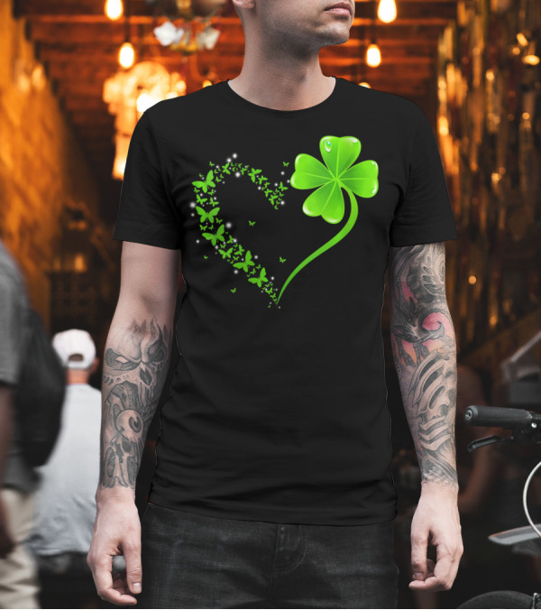 Heart Shamrock Butterfly St Patrick's Day Green Clover T-Shirt Heart Shamrock Butterfly St Patrick's Day Green Clover T-Shirt