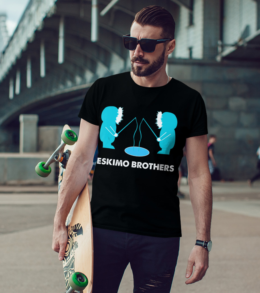 Eskimo Brothers Fishing Ice Hole Funny EBDB T-Shirt