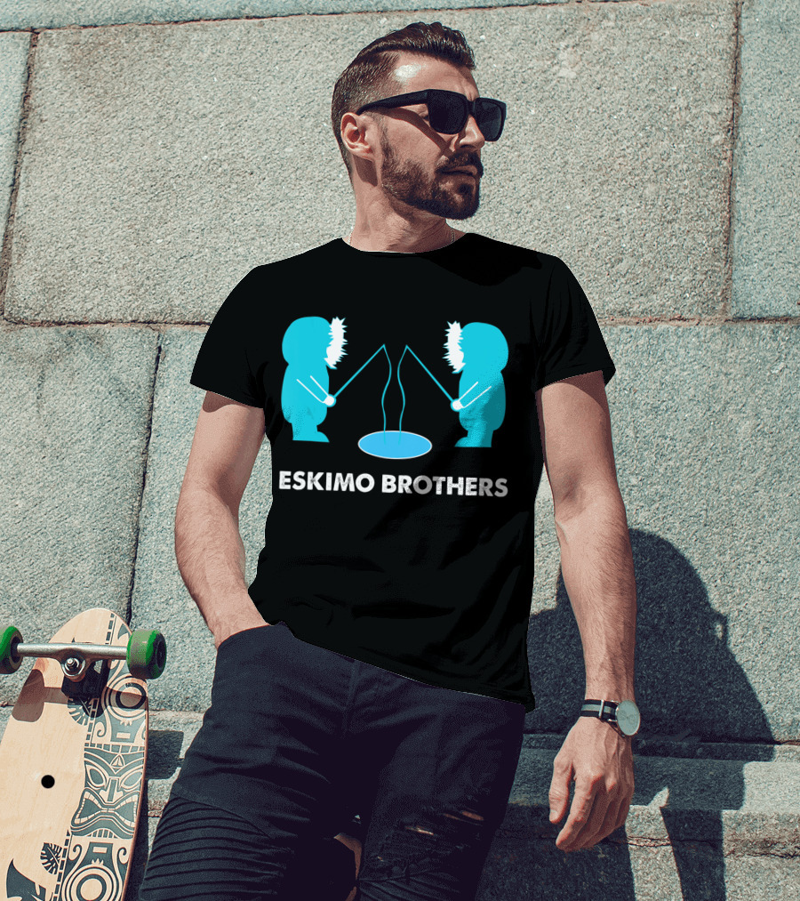 Eskimo Brothers Fishing Ice Hole Funny EBDB T-Shirt