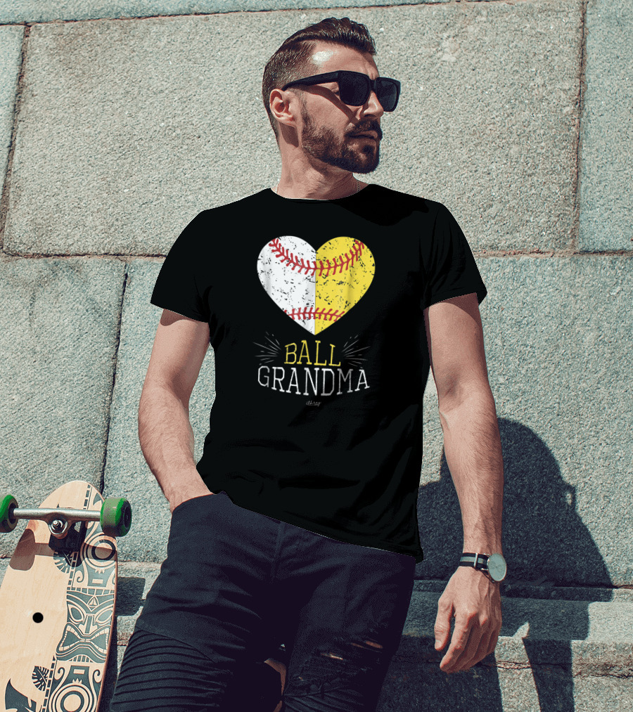 Heart Ball Grandma Baseball Softball Love T-Shirt