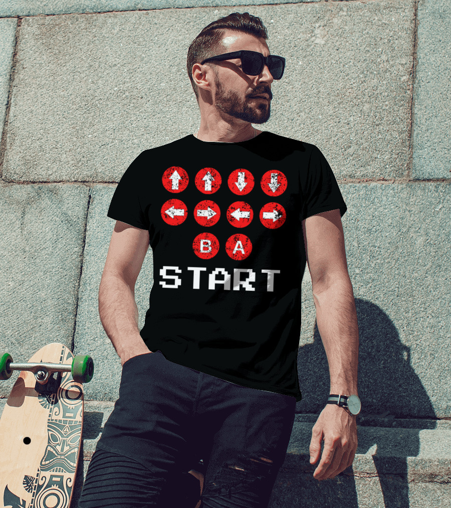 Konami Code Vintage Gaming Up Up Down Down Left Right B A Start T-Shirt