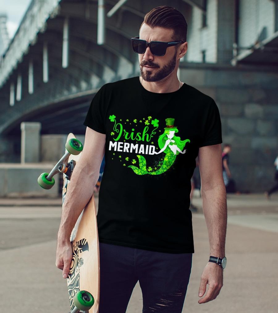 Irish Mermaid St Patrick Day Clover Hat T-Shirt
