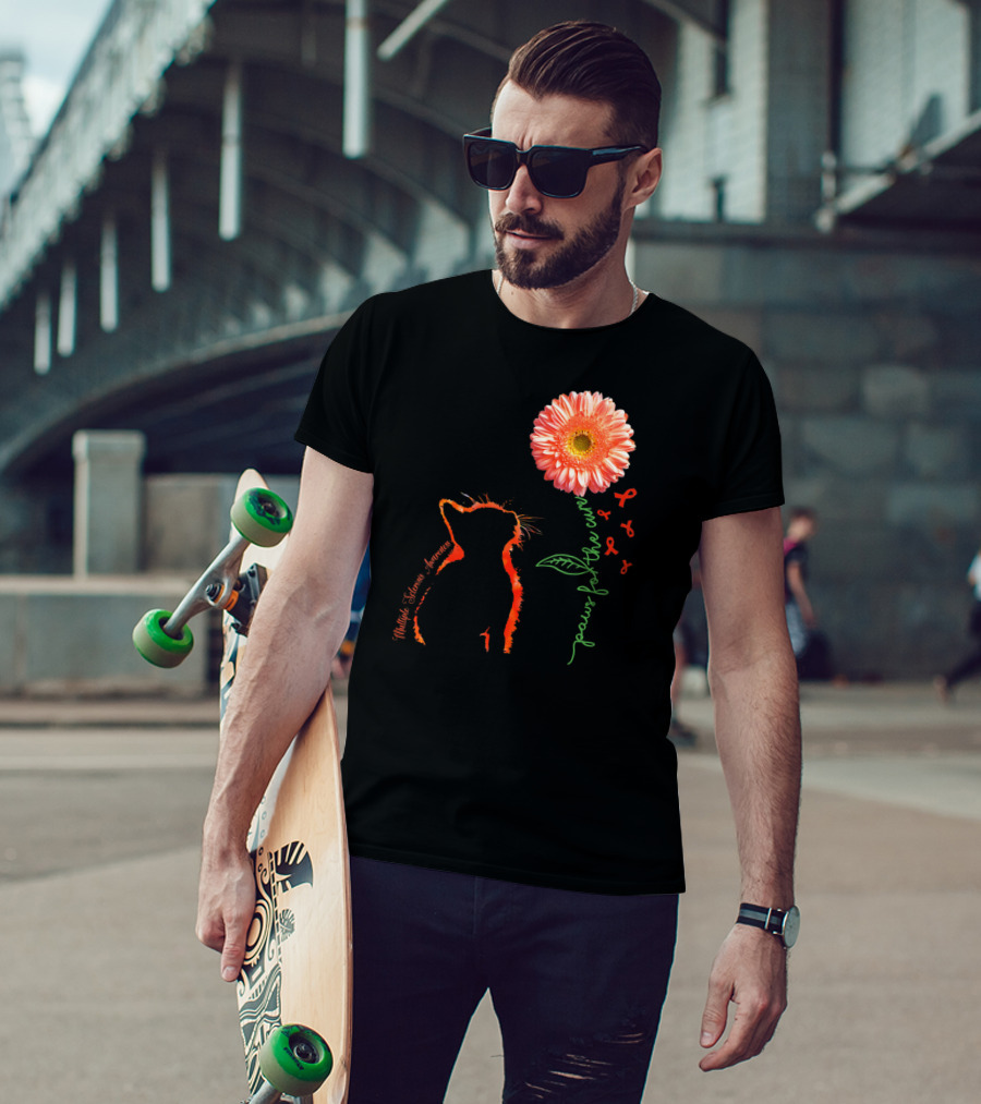 Paws For The Cure Multiple Sclerosis Awareness Cat Flower T-Shirt