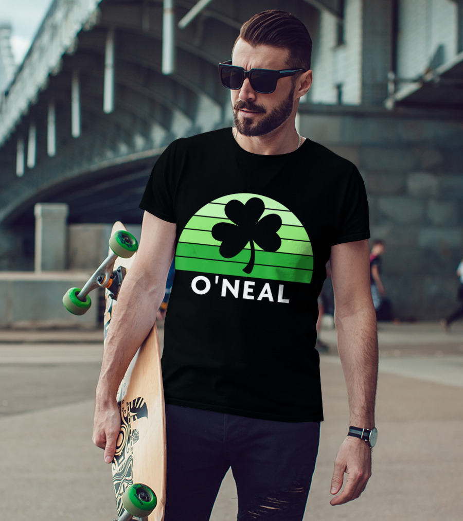 O'Neal Irish Family Name Shamrock Green Stripes T-Shirt