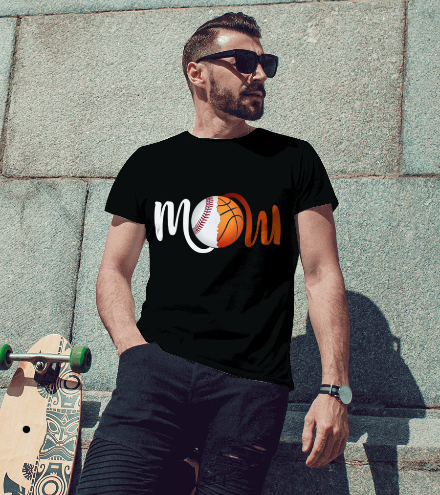 Mom Baseball Basketball Fusion T-Shirt