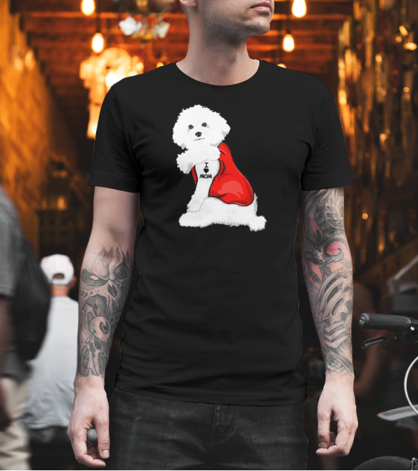 Bichon Frise I Love Mom Tattoo Red Cape T-Shirt Bichon Frise I Love Mom Tattoo Red Cape T-Shirt
