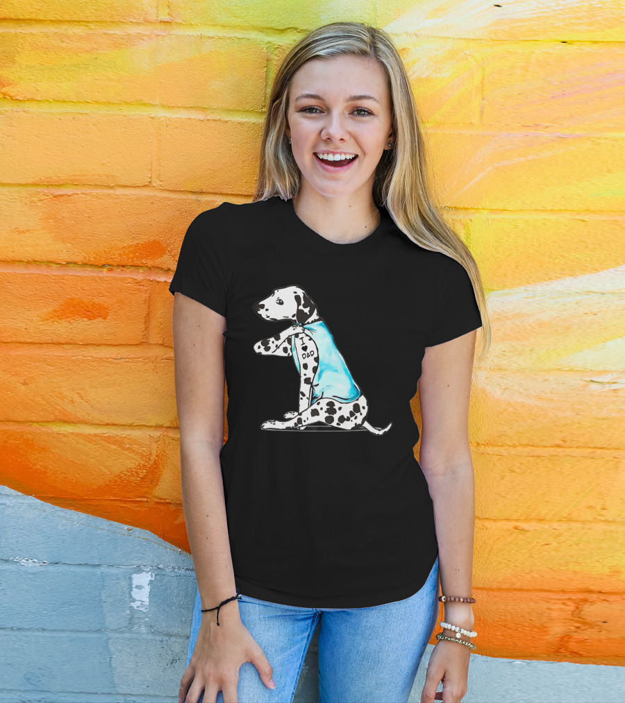 Dalmatian I Love DAD Blue Shirt Cute Dog T-Shirt