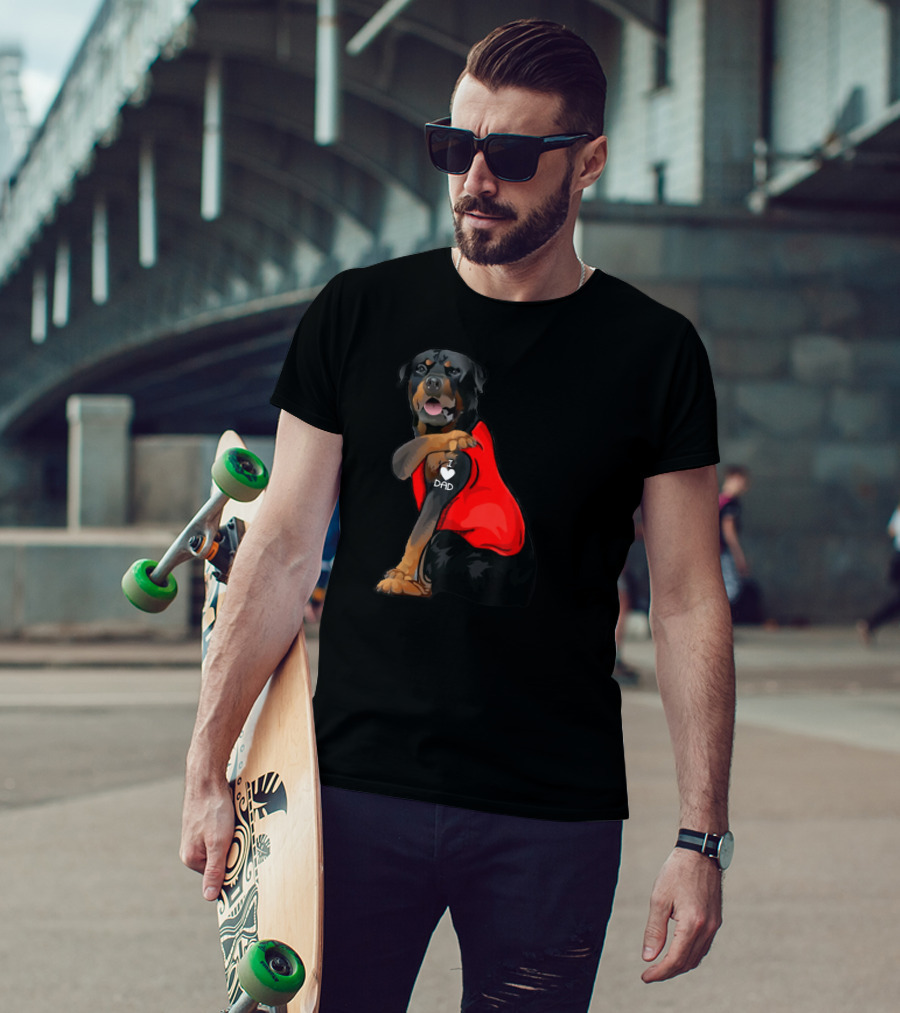 Rottweiler Dog I Love Dad Father Tattoo T-Shirt