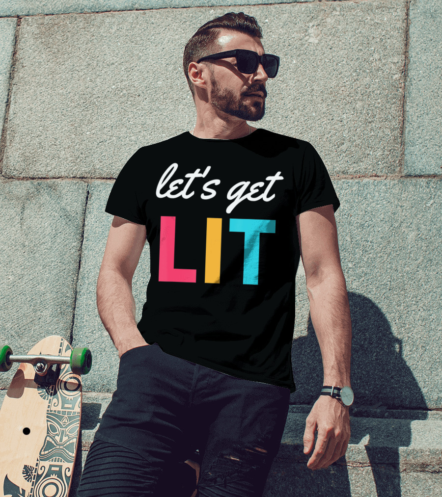 Let's Get Lit Funny Writers Teachers Retro T-Shirt
