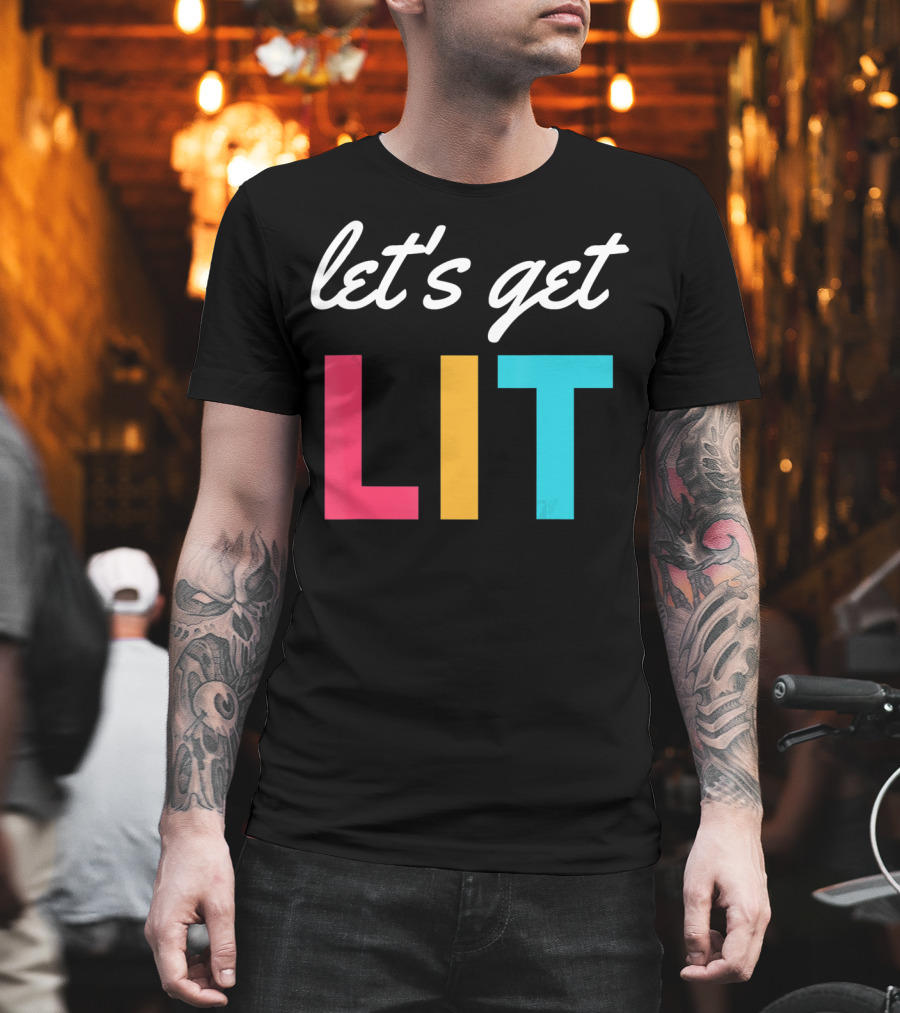 Let's Get Lit Funny Writers Teachers Retro T-Shirt
