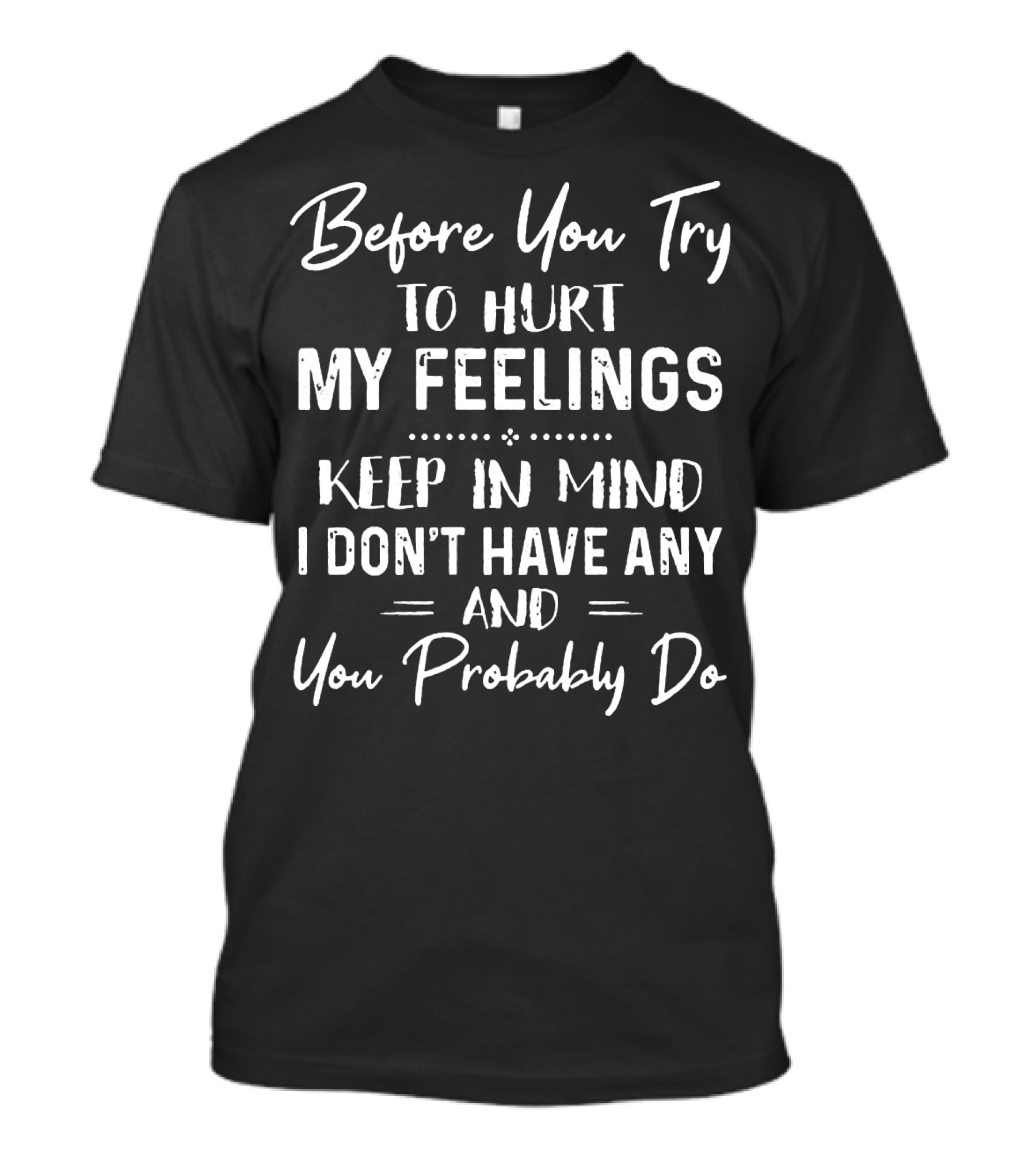 Before You Try To Hurt My Feelings Keep In Mind I Don't Have Any And You Probably Do T-Shirt