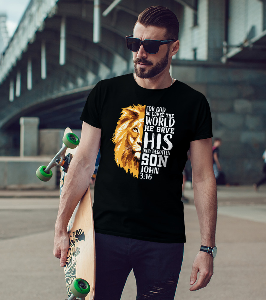 Christian Worship Lion For God So Loved The World John 3:16 T-Shirt