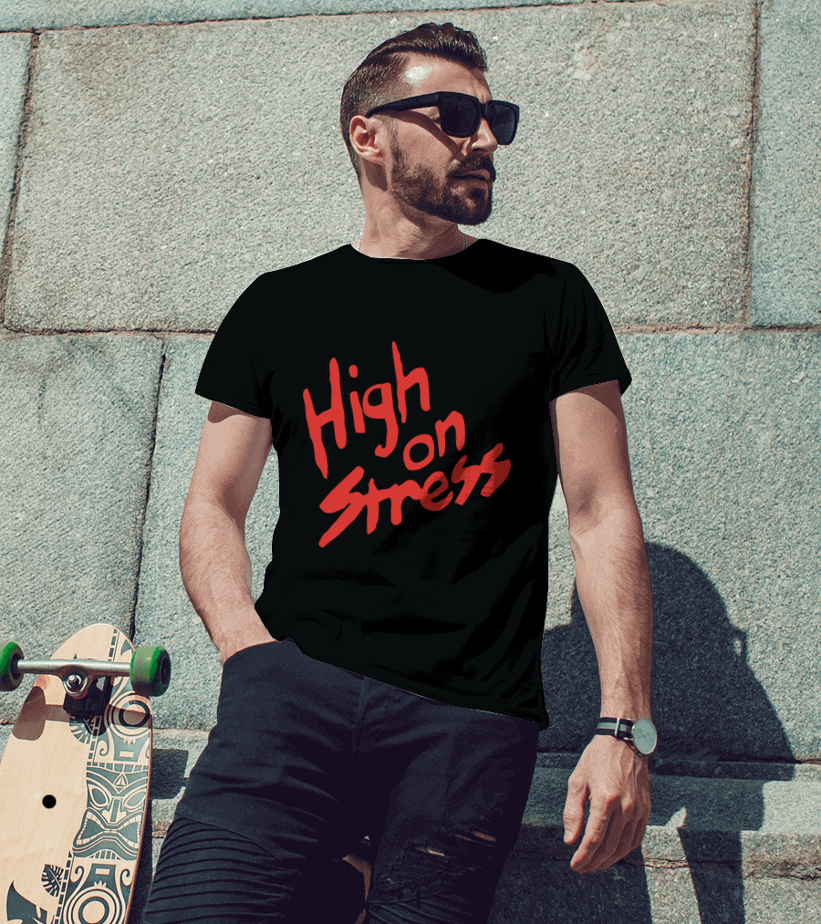 High On Stress Red Handwriting T-Shirt