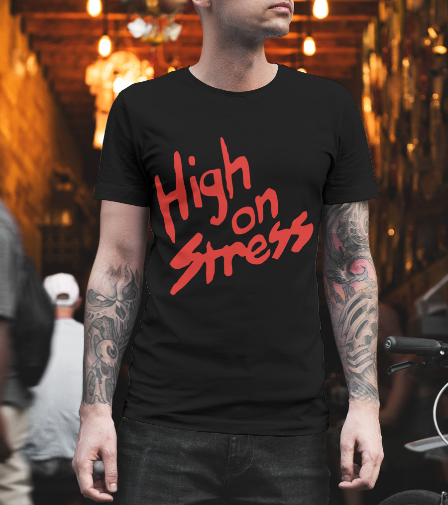 High on Stress Red Handwriting T-Shirt