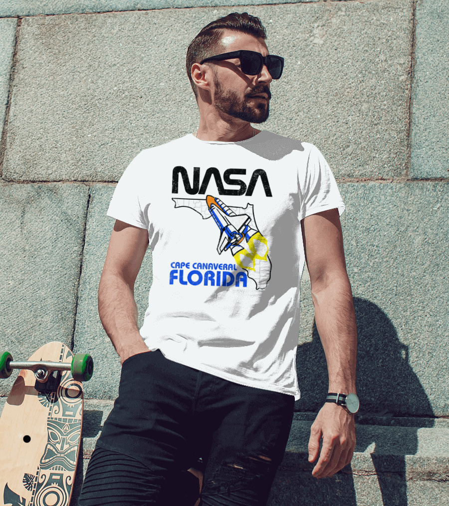 NASA Space Shuttle Florida Map Cape Canaveral T-Shirt