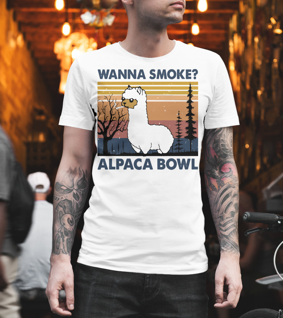 WANNA SMOKE ALPACA BOWL VINTAGE FOREST SUNSET ALPACA T-Shirt